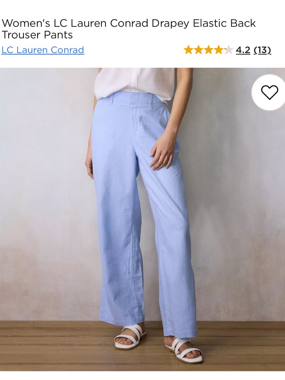 LC Lauren Conrad Drapey Elastic-Back Trouser Pants Light Blue NWT